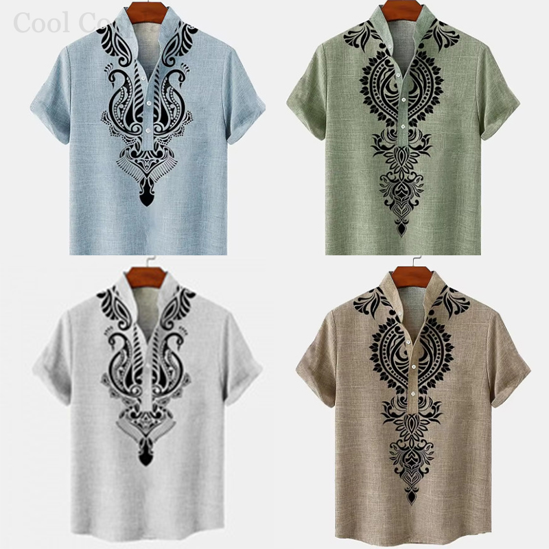 3D Printing Quality - Camicia Henley Retrò da Uomo con