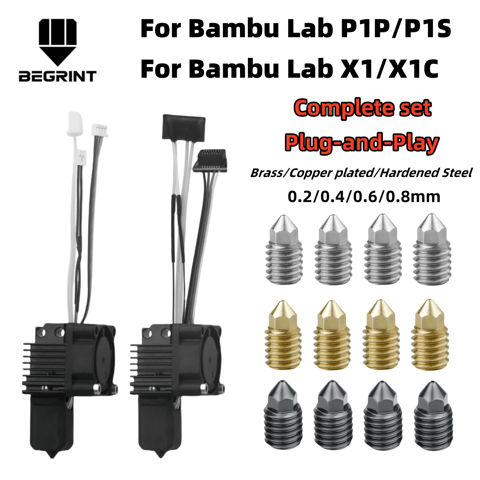 Nozzle 0.4Mm Hardened - Per Bambu Lab X1C P1P P1S