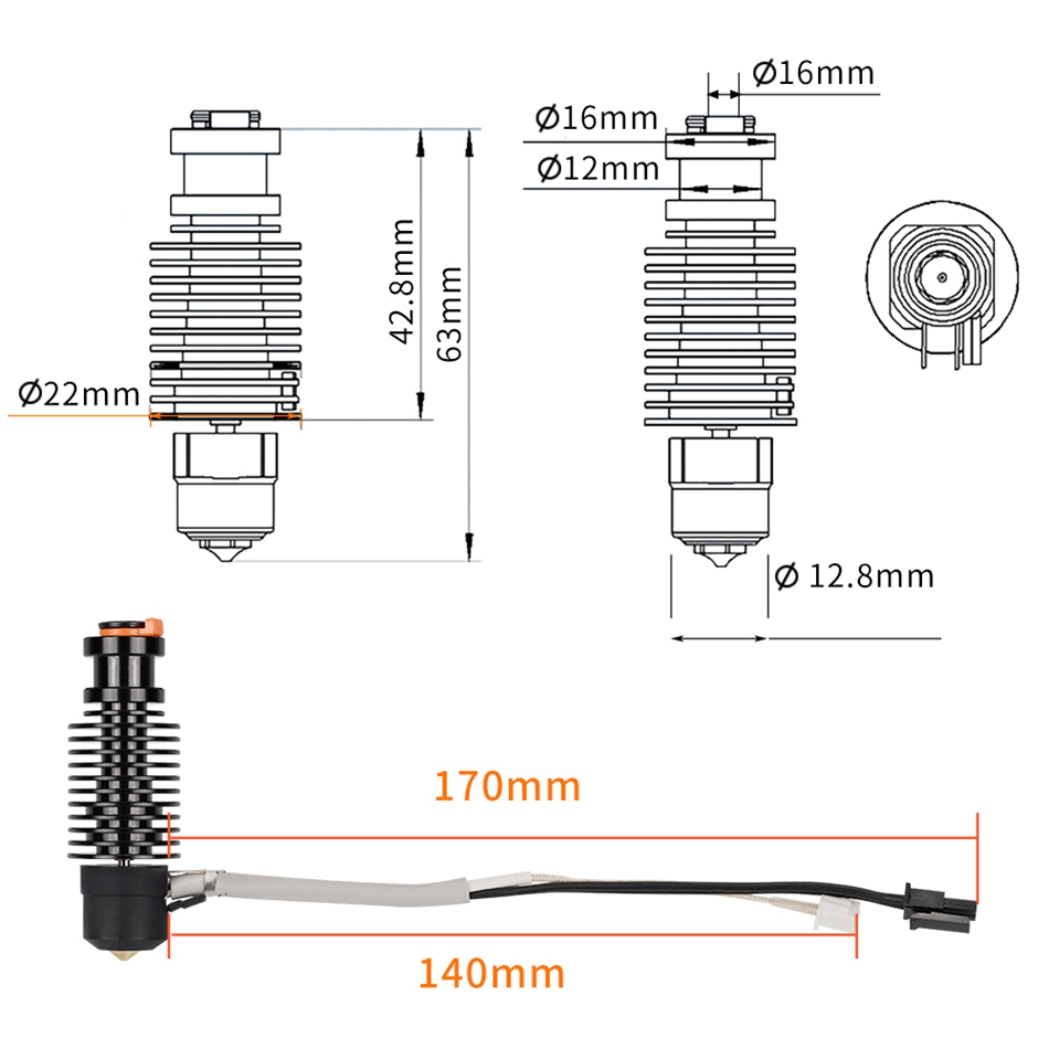 24V E3D V6 Hotend per DDE DDB  - 3D Printing Ender recensione e prezzo