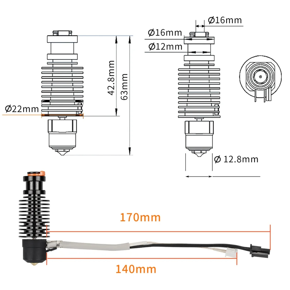 Vulcano Hotend E3D V6 24V 50W  - 3D Printing Ender recensione e prezzo